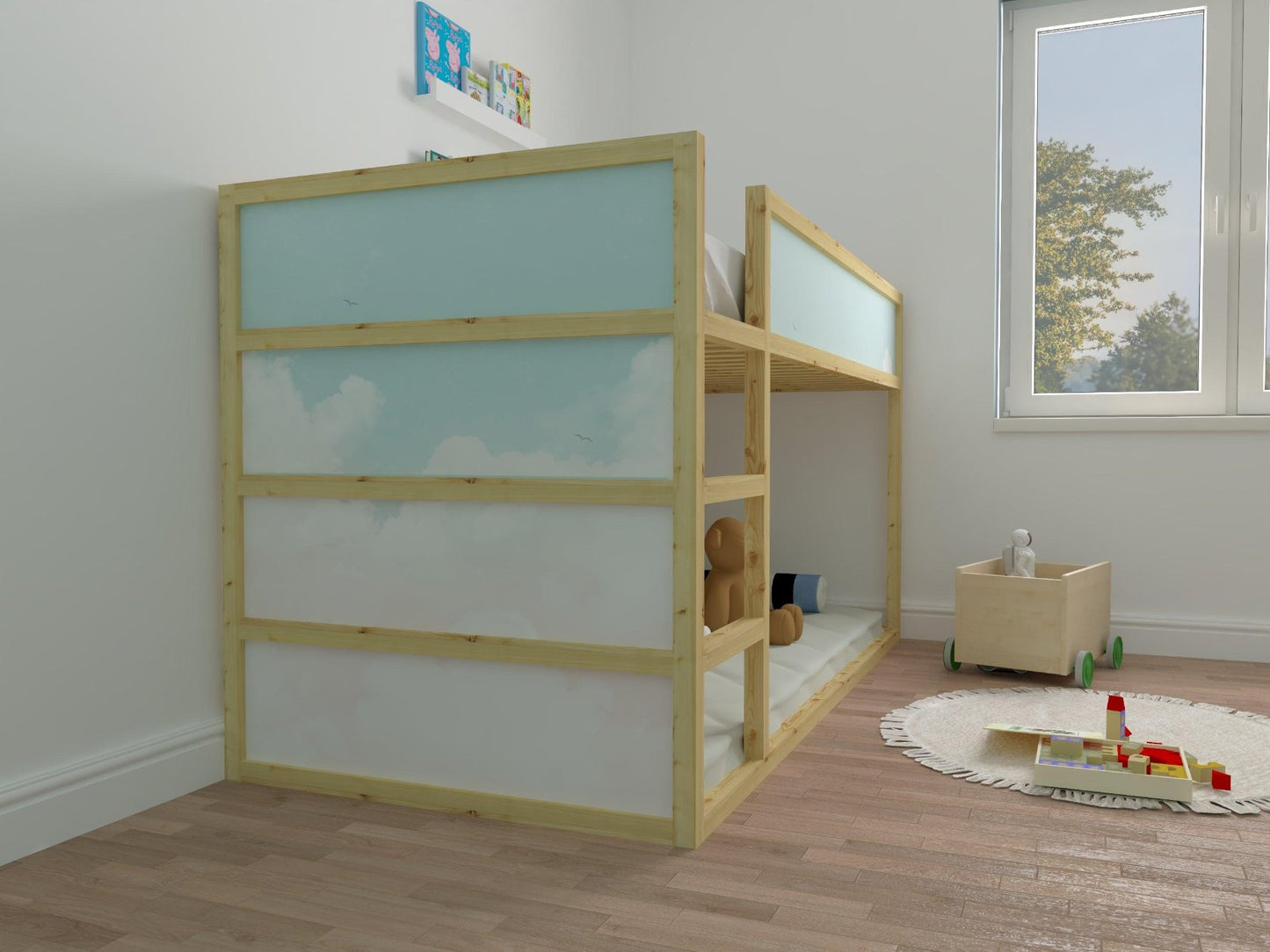 Cloudy Sky Decals for Kura bed from Ikea. Fun decals for kids beds
