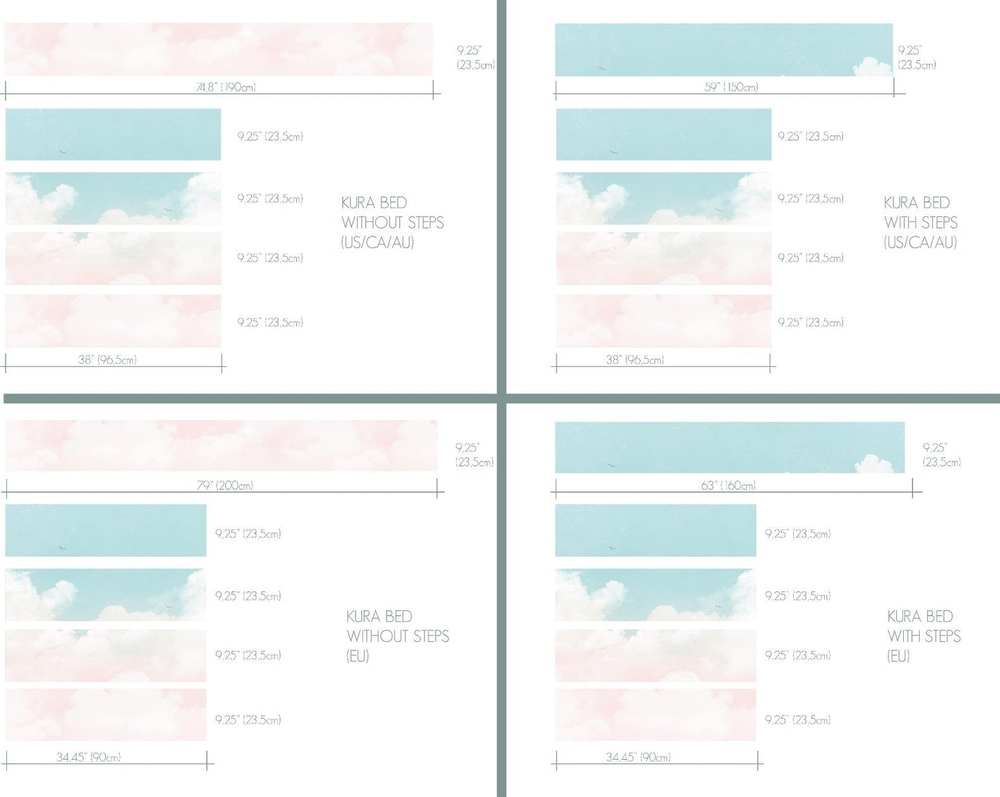 Kura bed cloudy sky decal options
