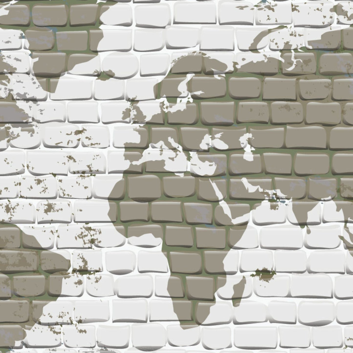Brick wall world map wallpaper