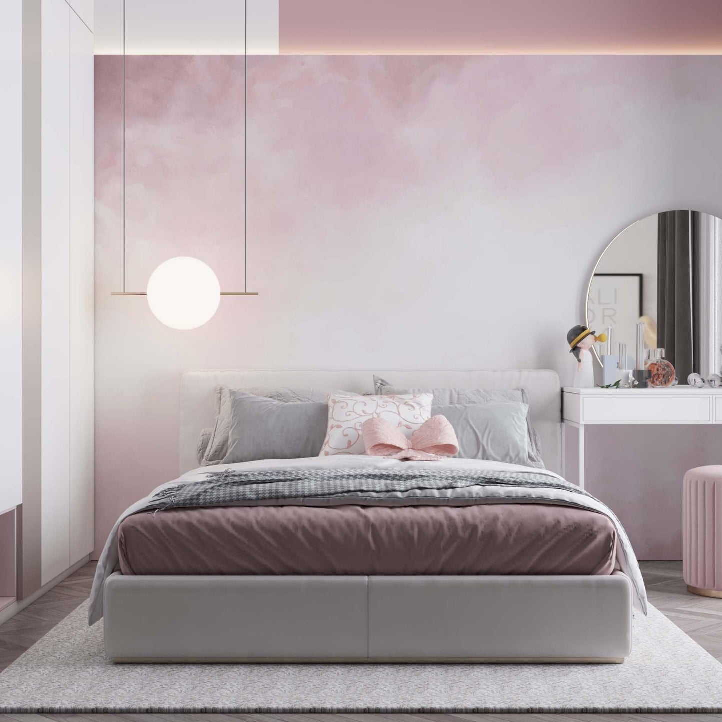 Wall murals for a femenine bedroom