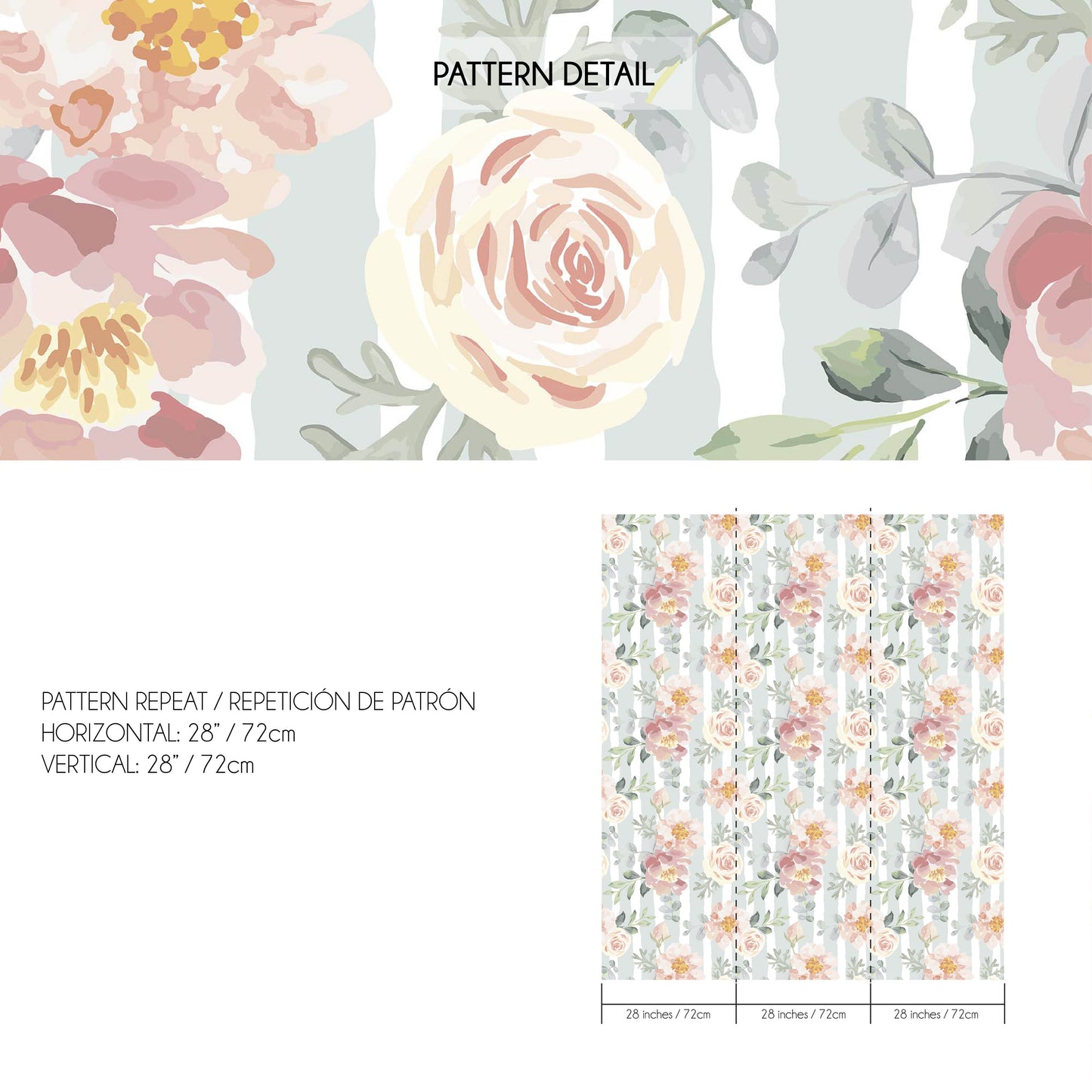Papel Pintado Rosas y Rayas