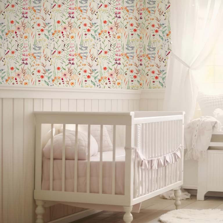 Papel pintado estilo William Morris en verde salvia