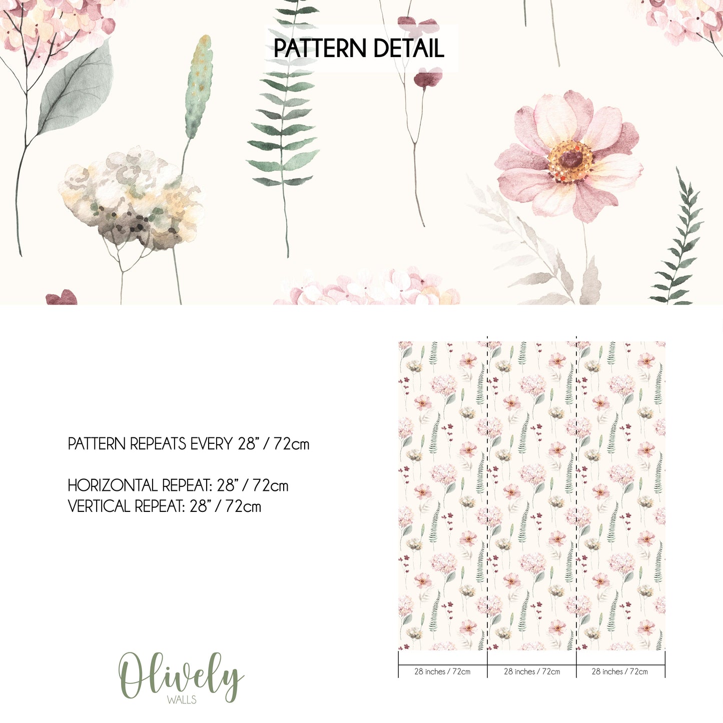 Papel Pintado Hortensias Acuarela