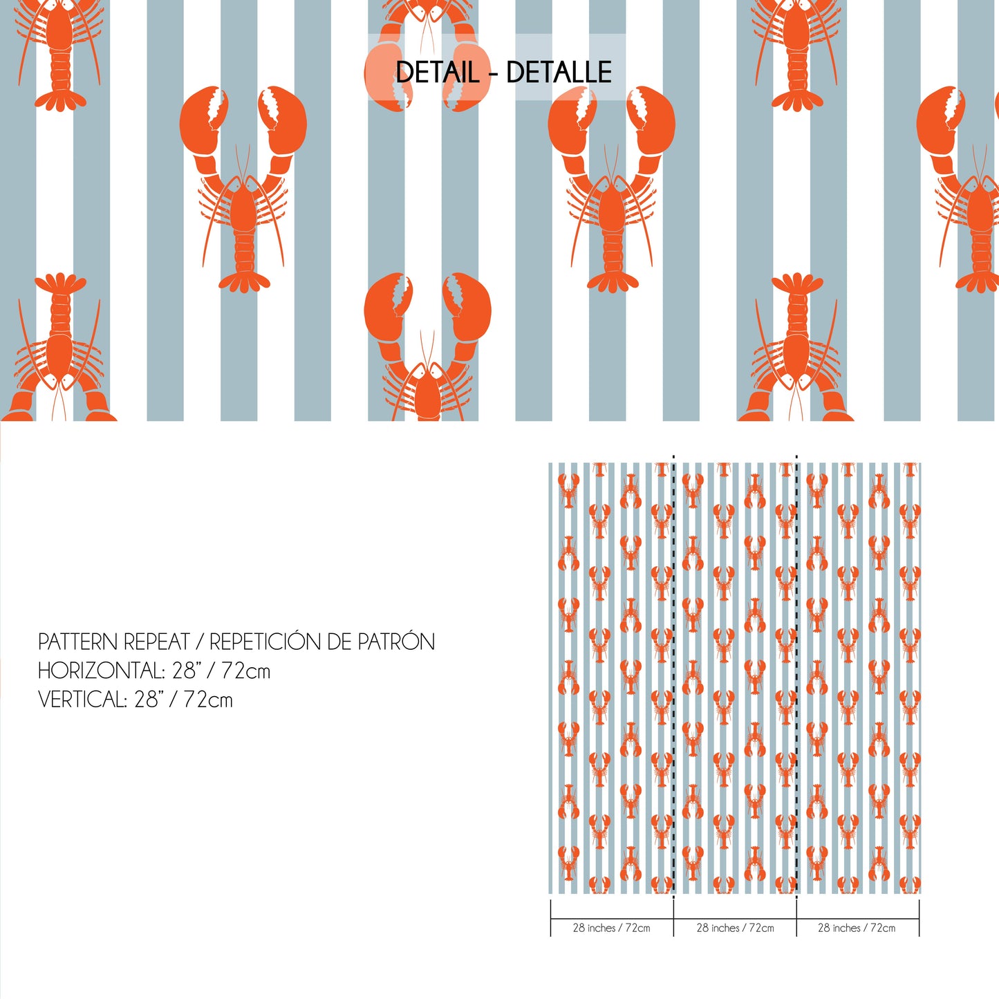 Papel Pintado Langostas y Rayas