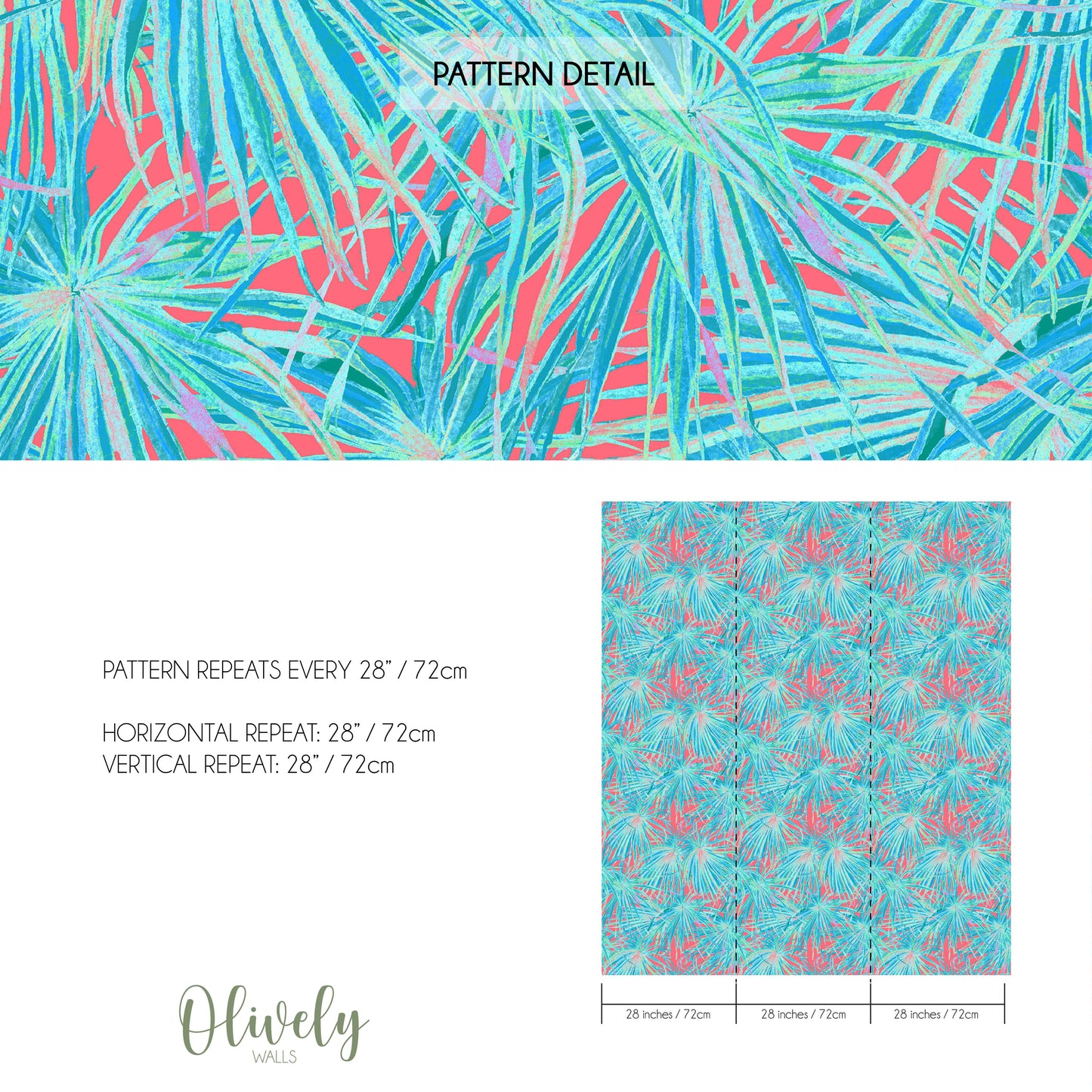 Papel Pintado Palmeras Tropicales Coral