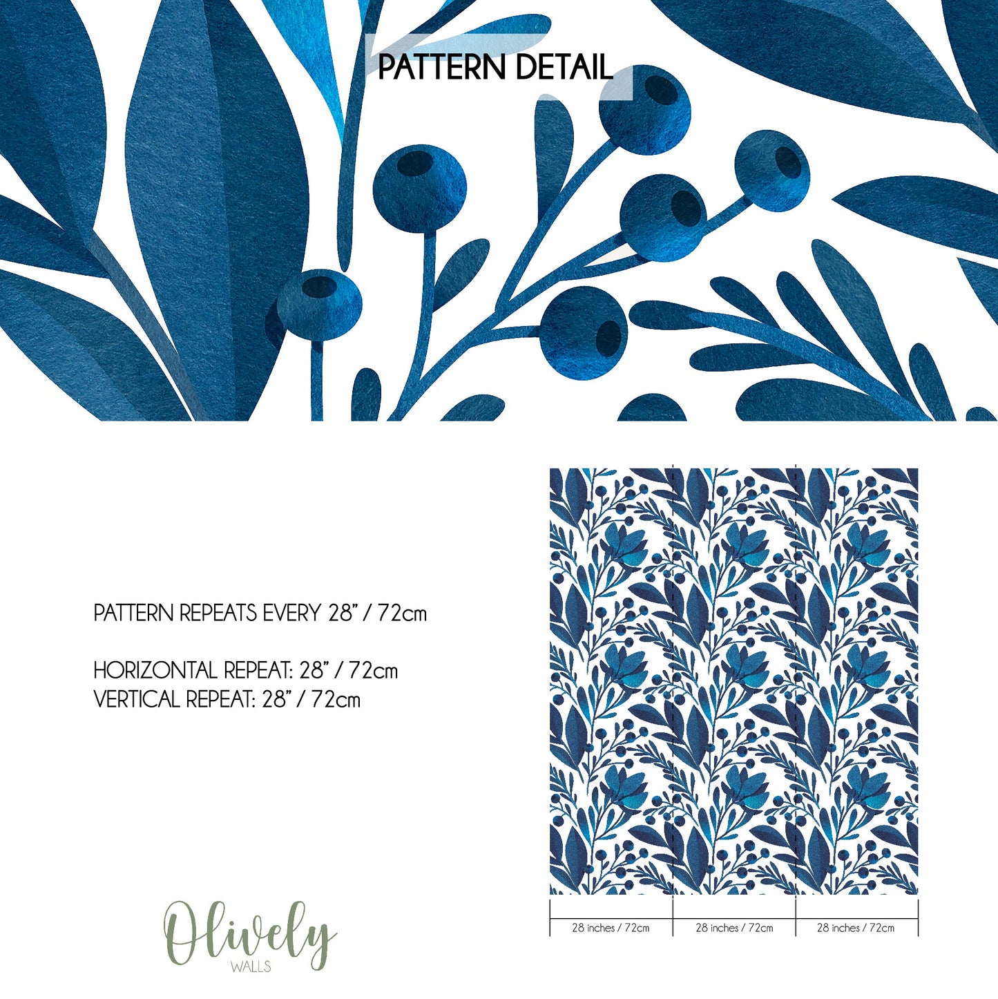 Dark blue floral wallpaper