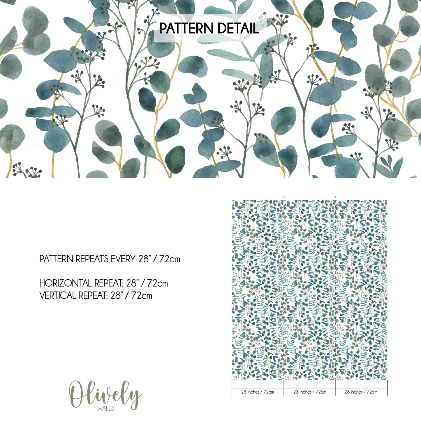 Papel pintado Eucalipto Acuarela