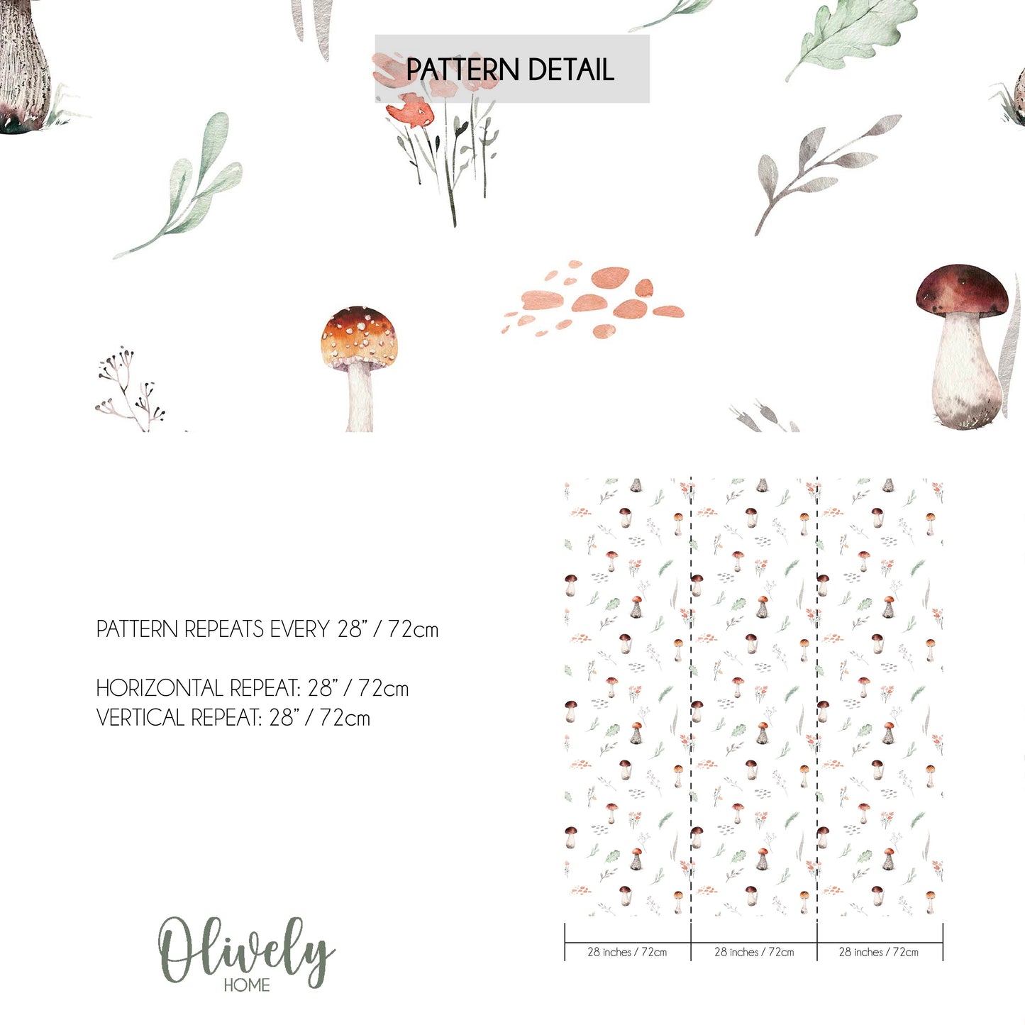 Watercolor Forest Mushrooms Wallpaper