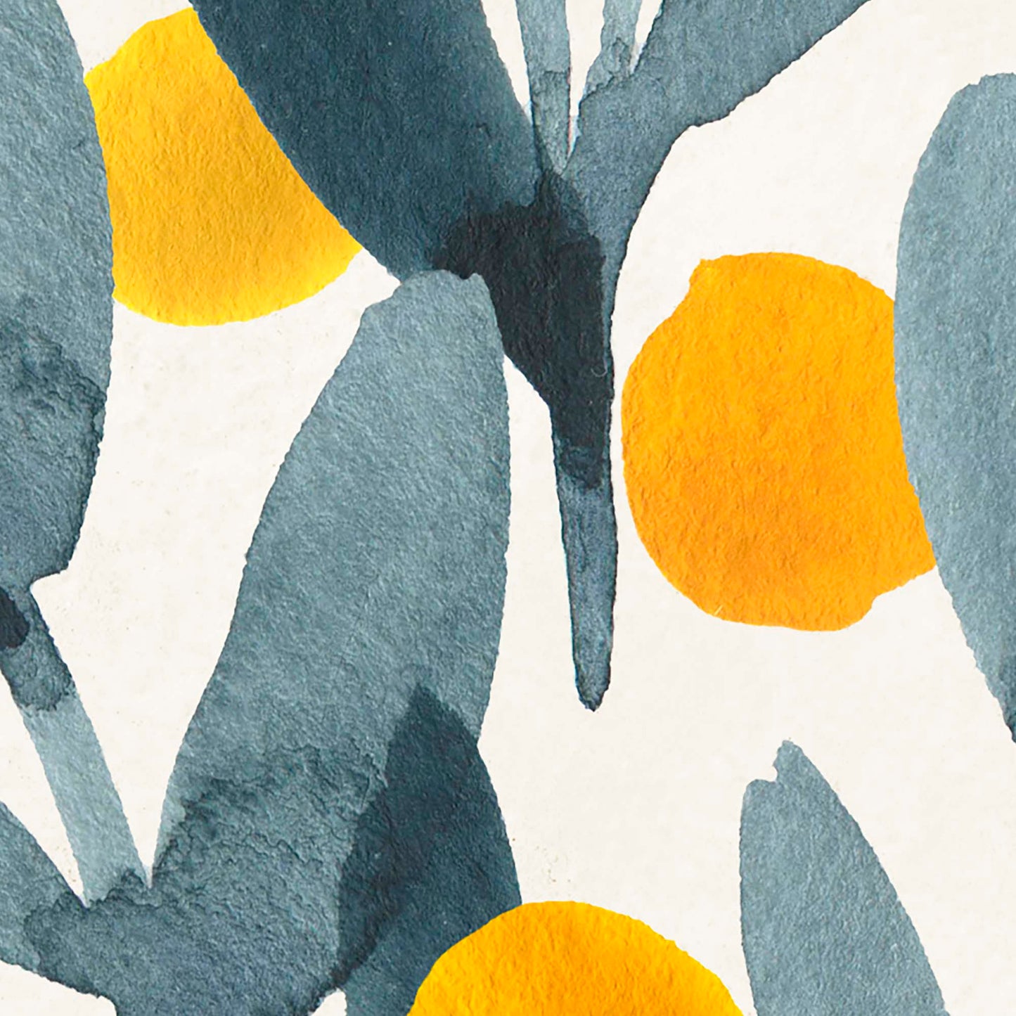 Yellow Citrus and Blue Leaf wallpaper