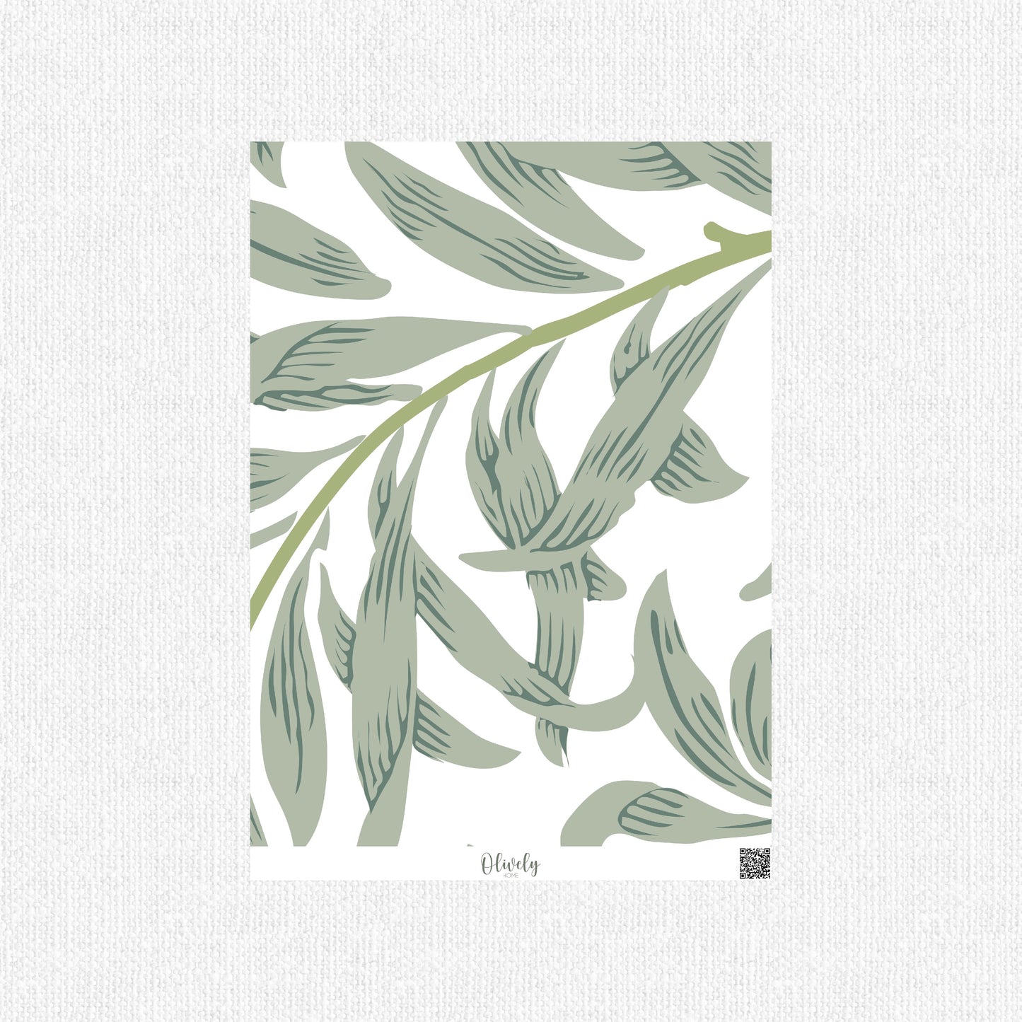 Muestra-Papel pintado estilo William Morris en verde salvia