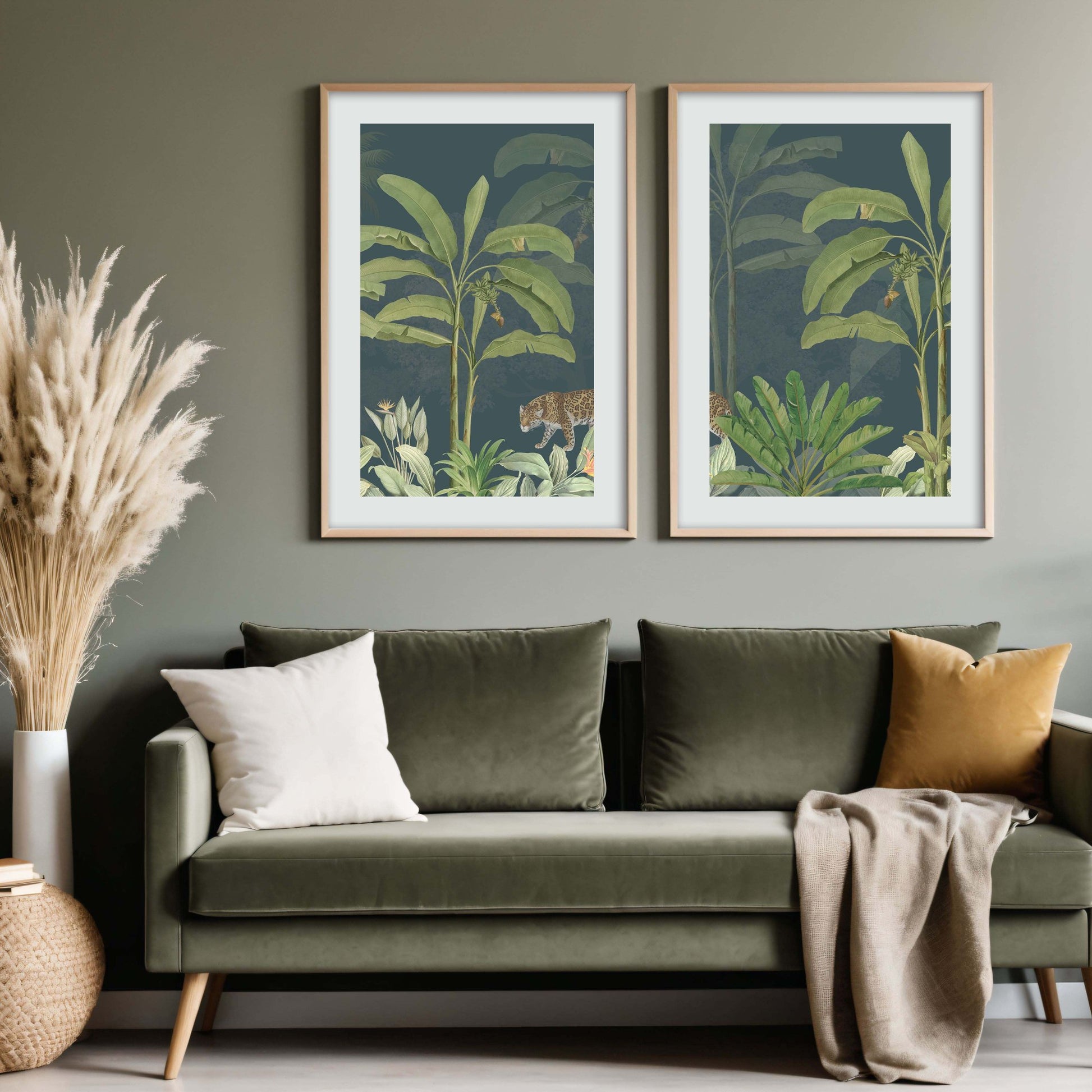 Living room tropical print set