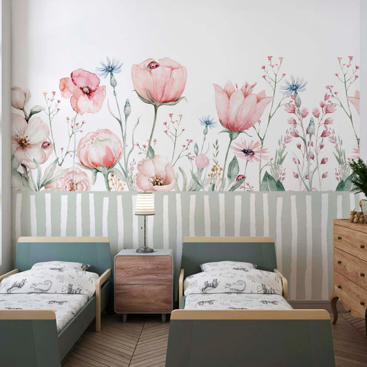 Big tulips wallpaper mural for girls bedroom