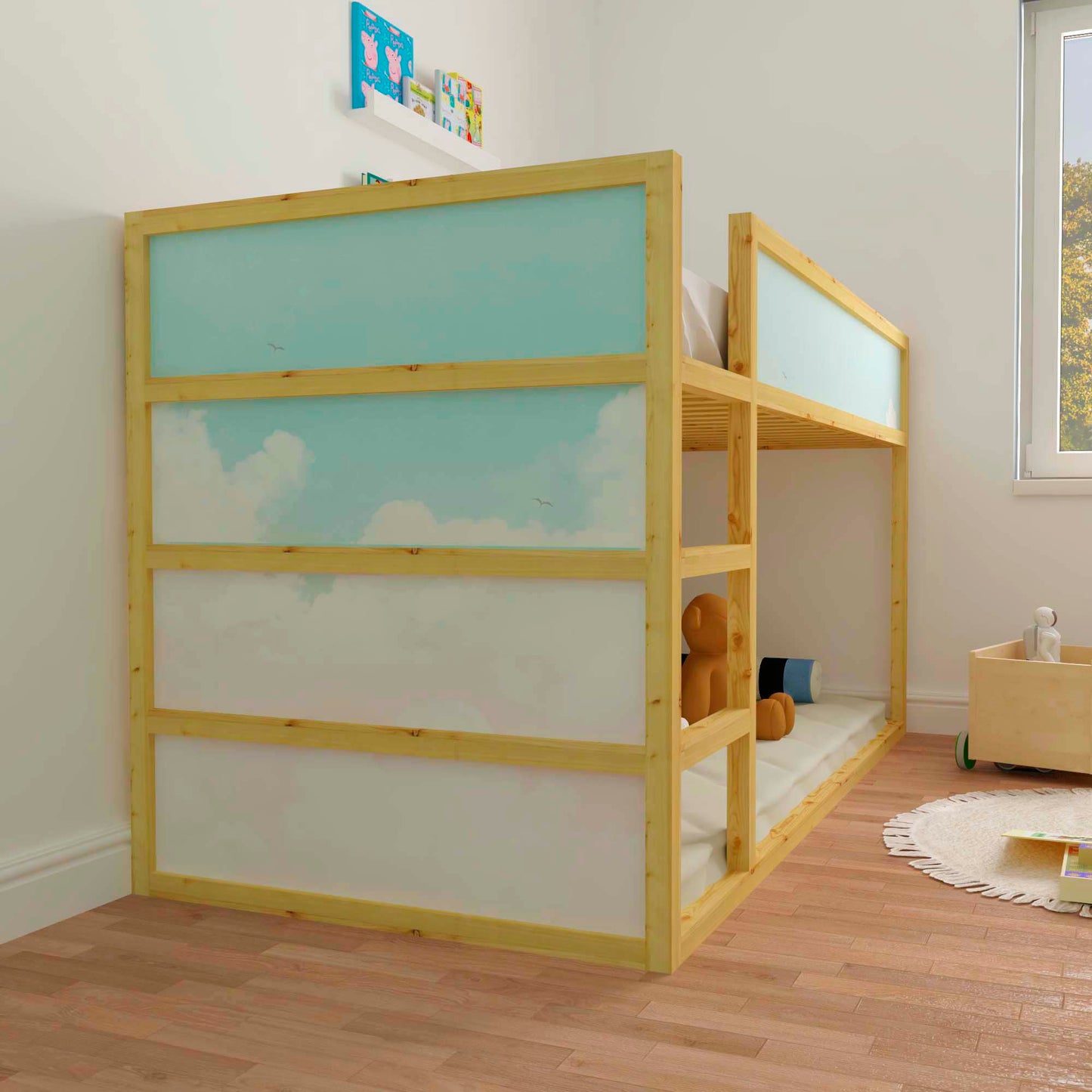 Cloudy Sky Fabric Decals for IKEA Kura Bed