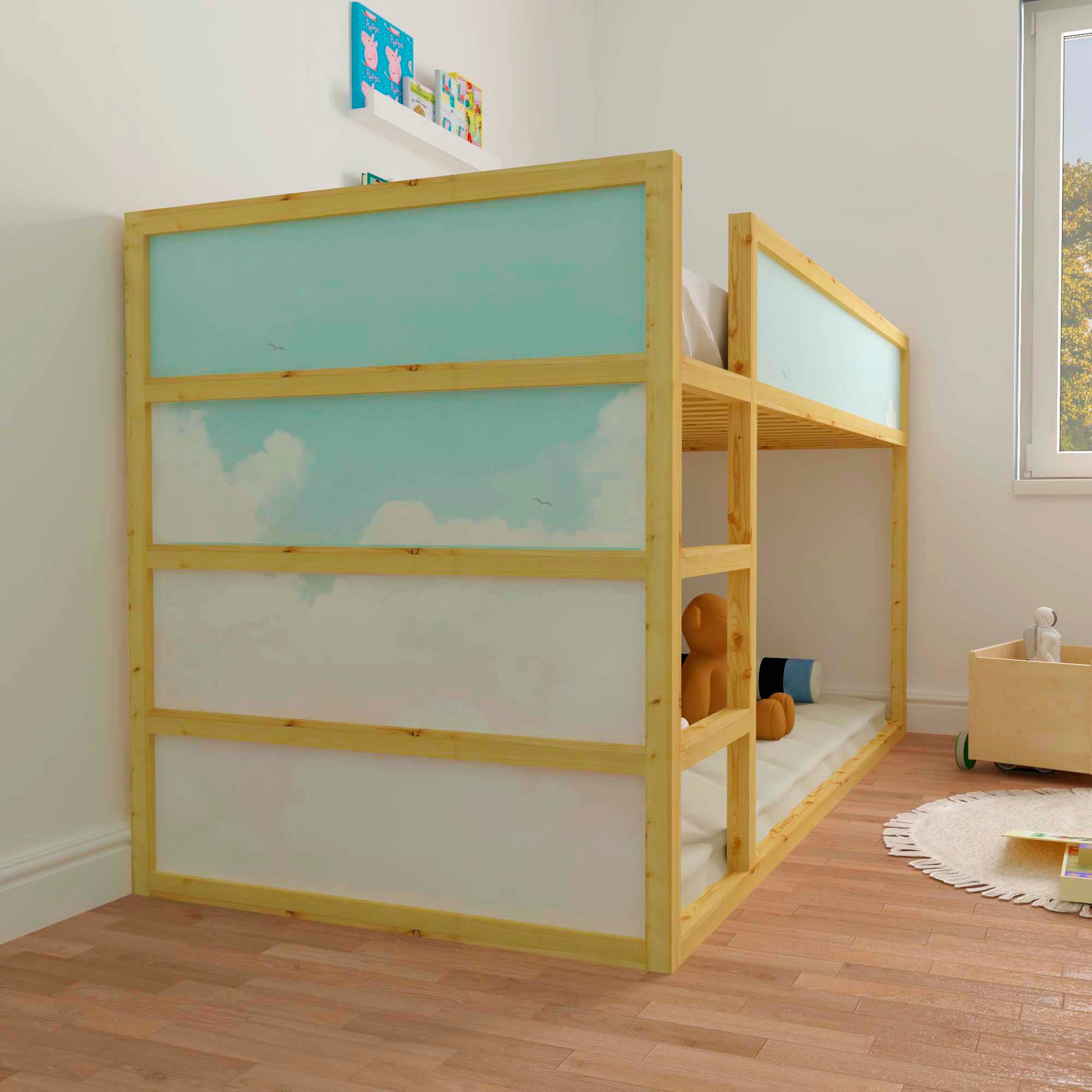 Cloudy Sky Fabric Decals for IKEA Kura Bed
