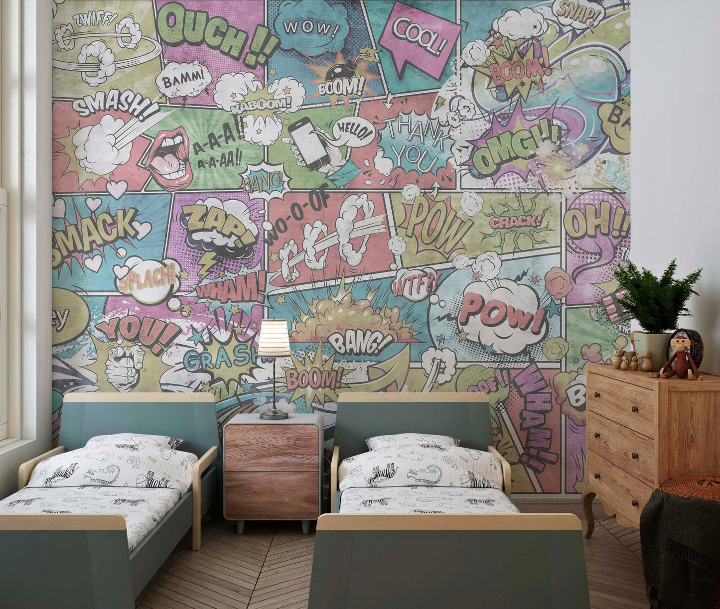 Comic Book Pop Art Wallpaper for kids bedroom decor