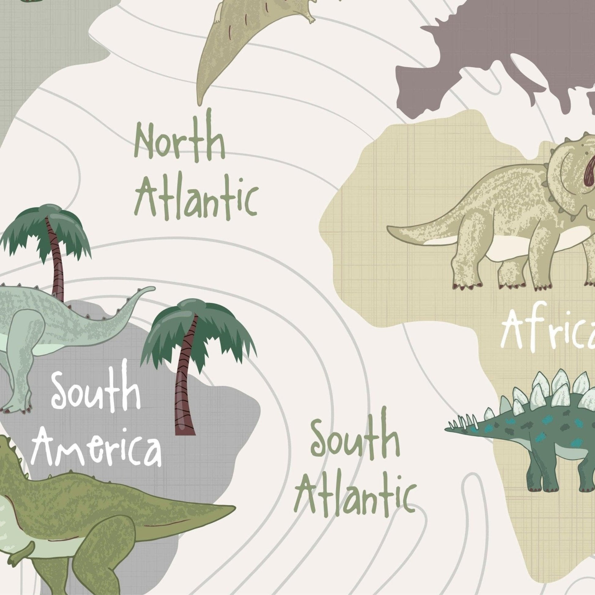 Dino wallpaper mural map detail