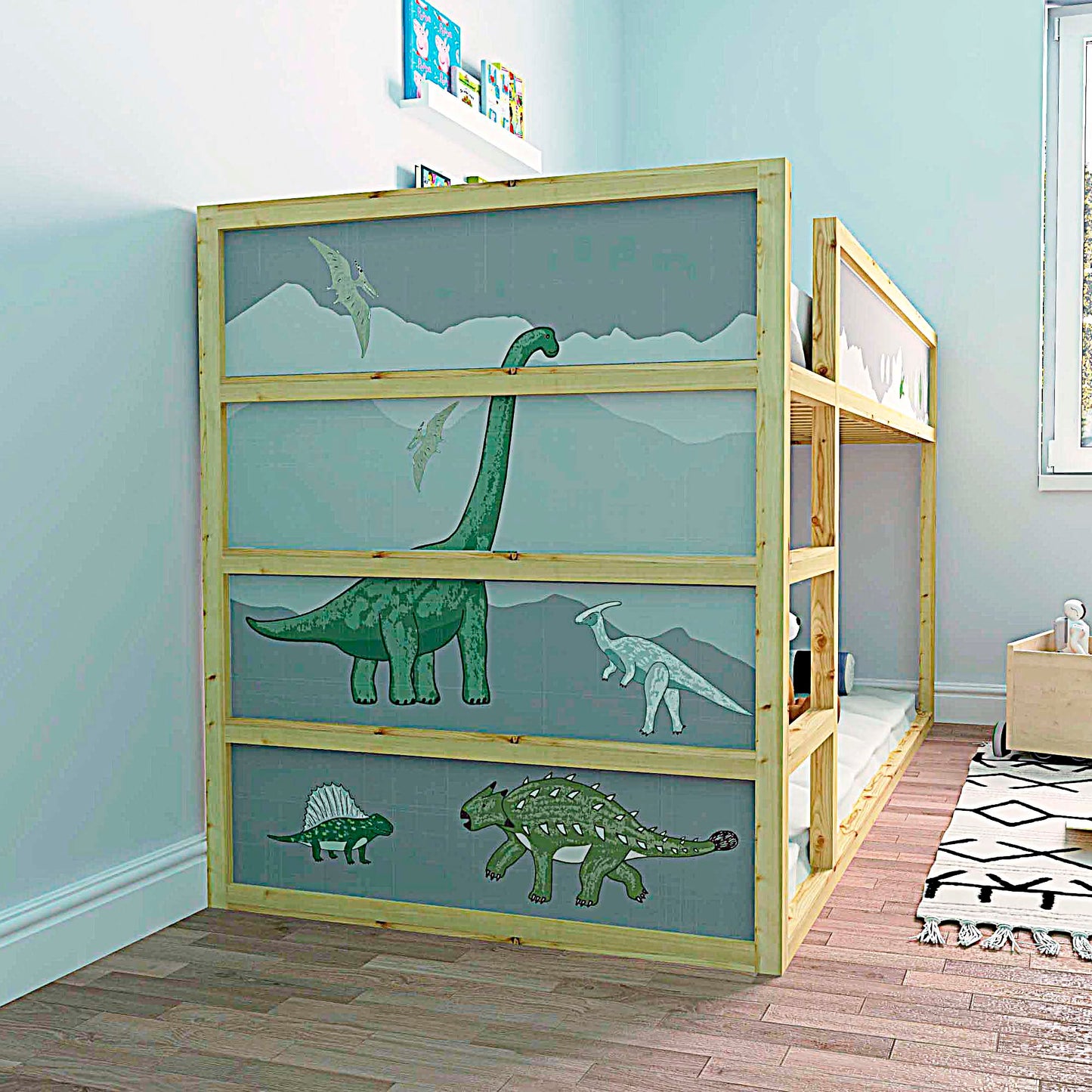 Dinosaur decals for Ikea Kura bed