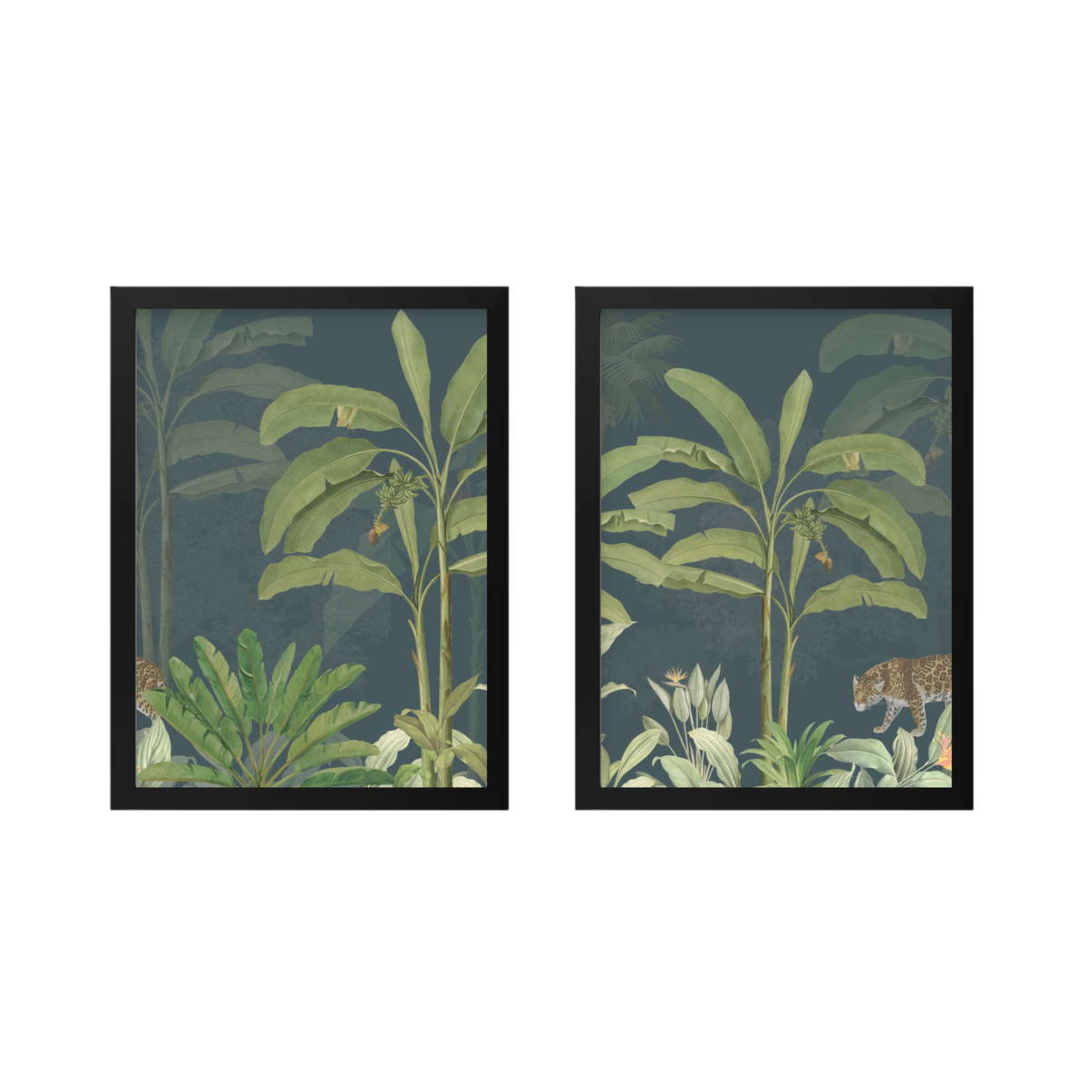 Jungle_Safari_Botanical_Wall_Art-Set_of_two-black_frame