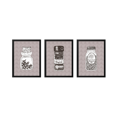 Kitchen Spice Jar Print Set of 3 black frame