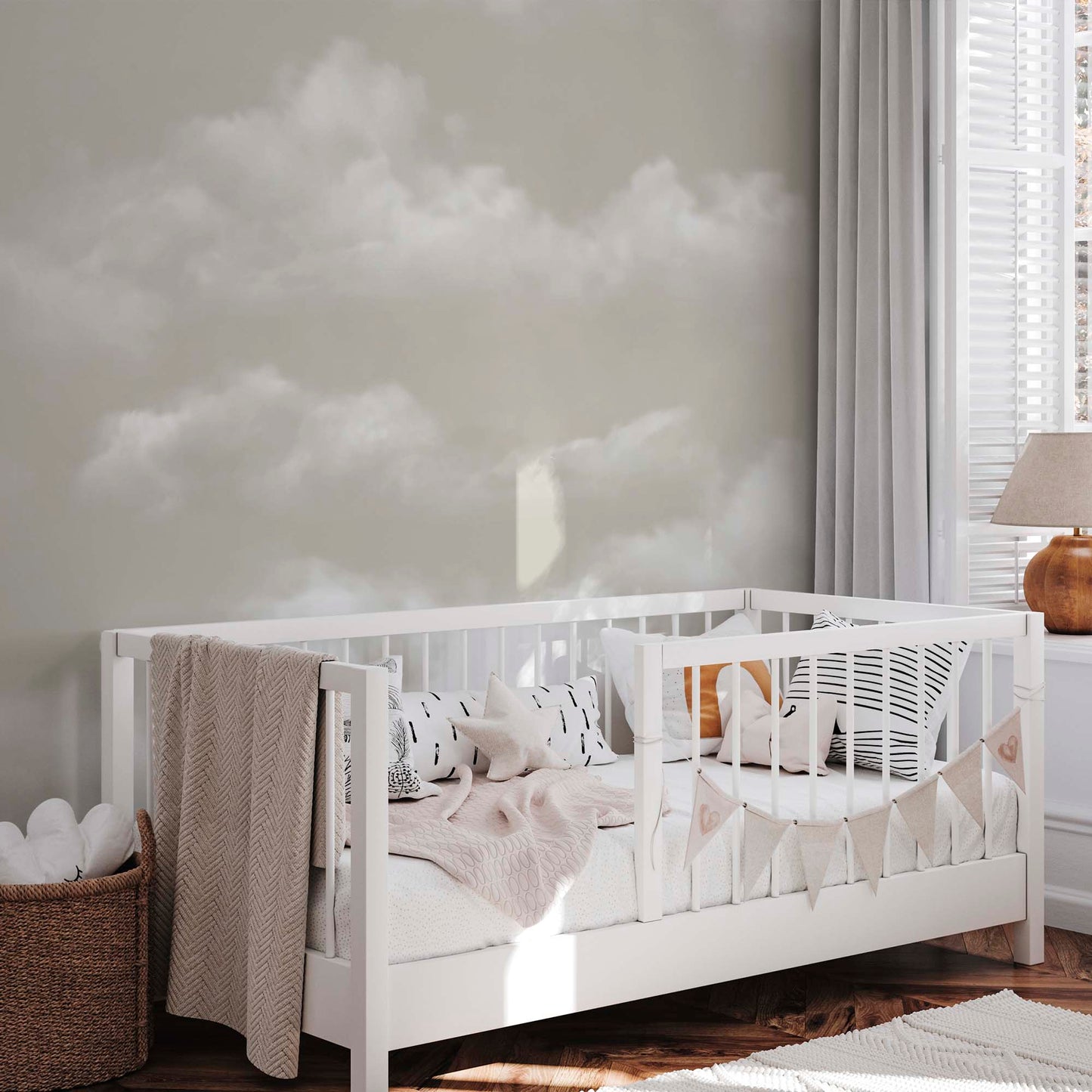 Beige Cloudy Sky Mural