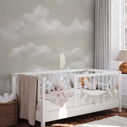 Beige Cloudy Sky Mural