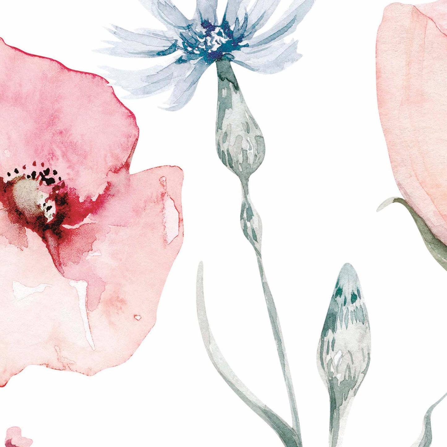 Pink floral wallpaper mural detaill