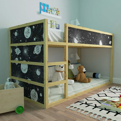 Space Ikea Kura bed decals in dark blue and white