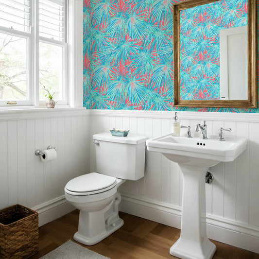Papel pintado estilo William Morris en verde salvia