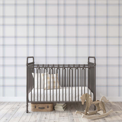 Classic Blue & Gray Plaid wallpaper