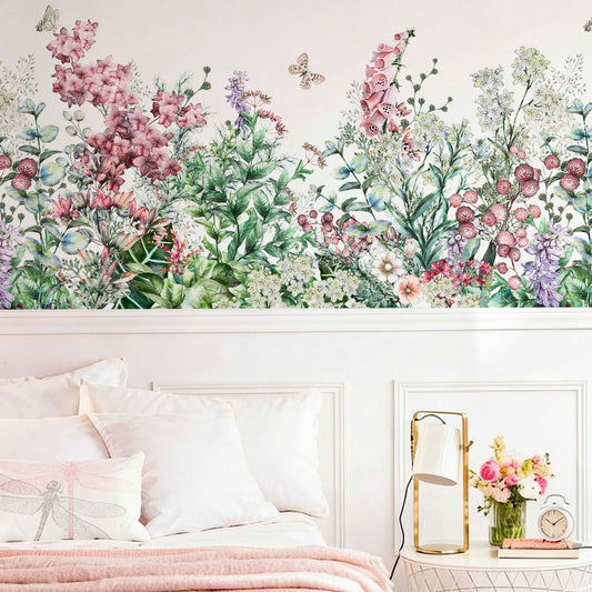 cat-610567389512 Wild Flowers and Herbs wallpaper mural in a bedroom accent wall