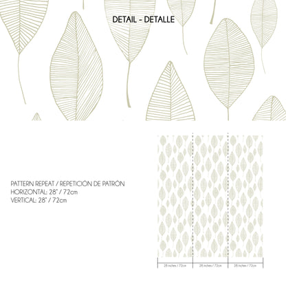 Papel pintado hojas minimalistas beige