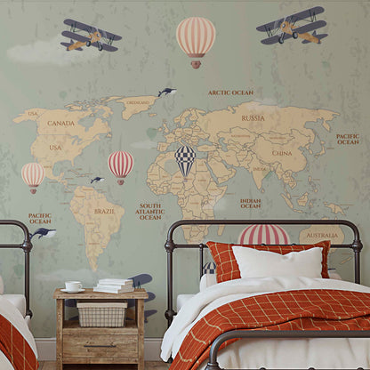 kids_bedroom_with_a_vintage map_wallpaper_mural