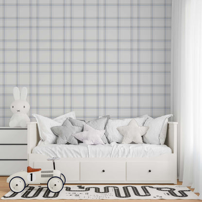 Classic Blue & Gray Plaid wallpaper