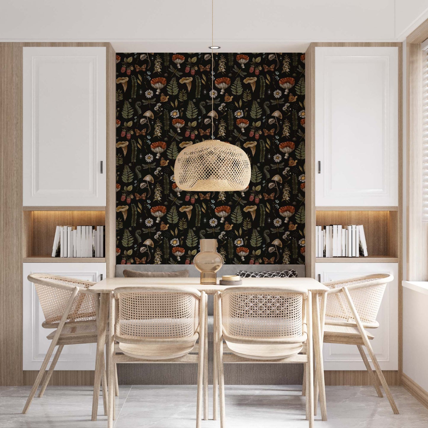 moody forest wallpaper for dining rooms
