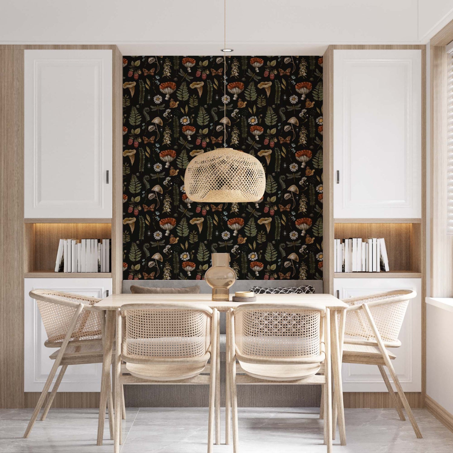 moody forest wallpaper for dining rooms