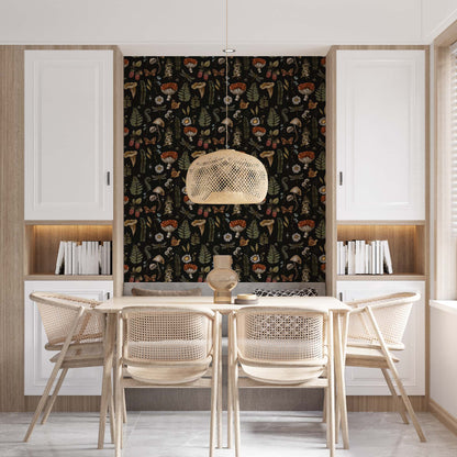 moody forest wallpaper for dining rooms