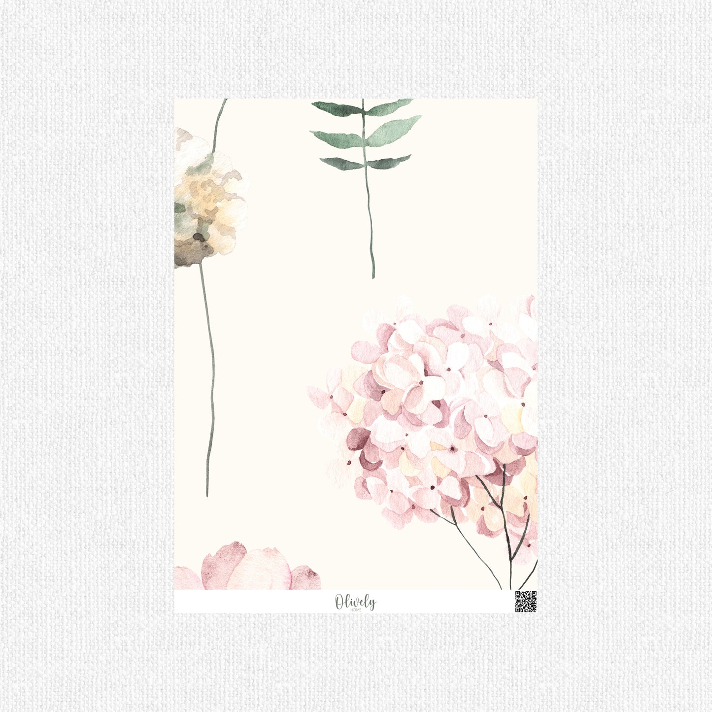 Muestra de hortensias en acuarela