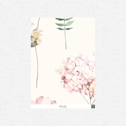 Muestra de hortensias en acuarela