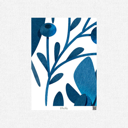 Muestra papel pintado de flores azules