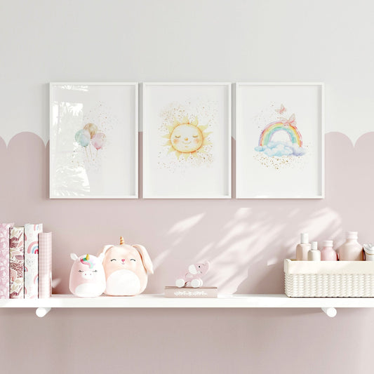 Nursery Rainbow Decor | Set of 3 wall art prints