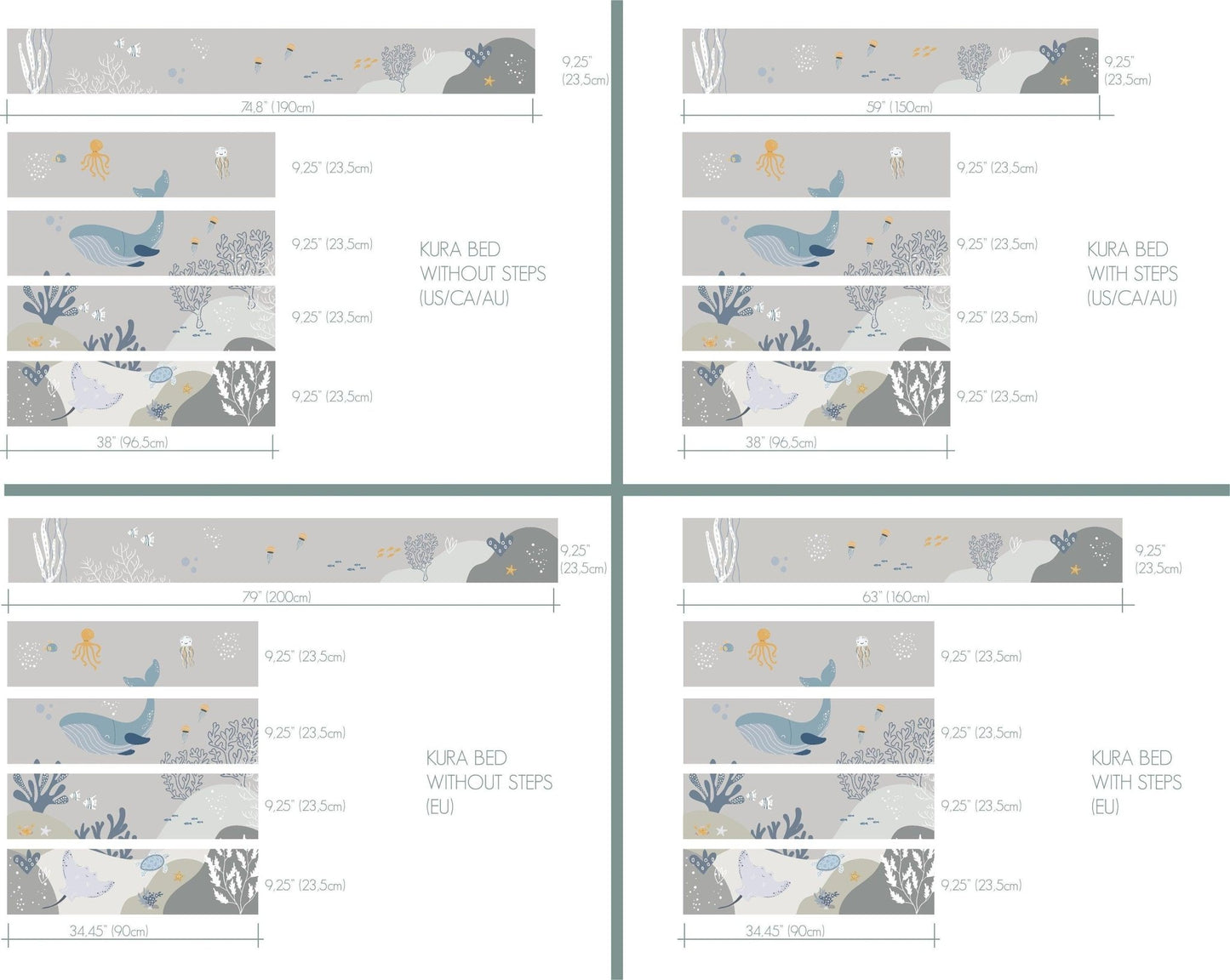 ocean kura bed decal sizing