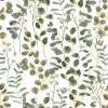 Papel pintado eucalipto acuarela verde