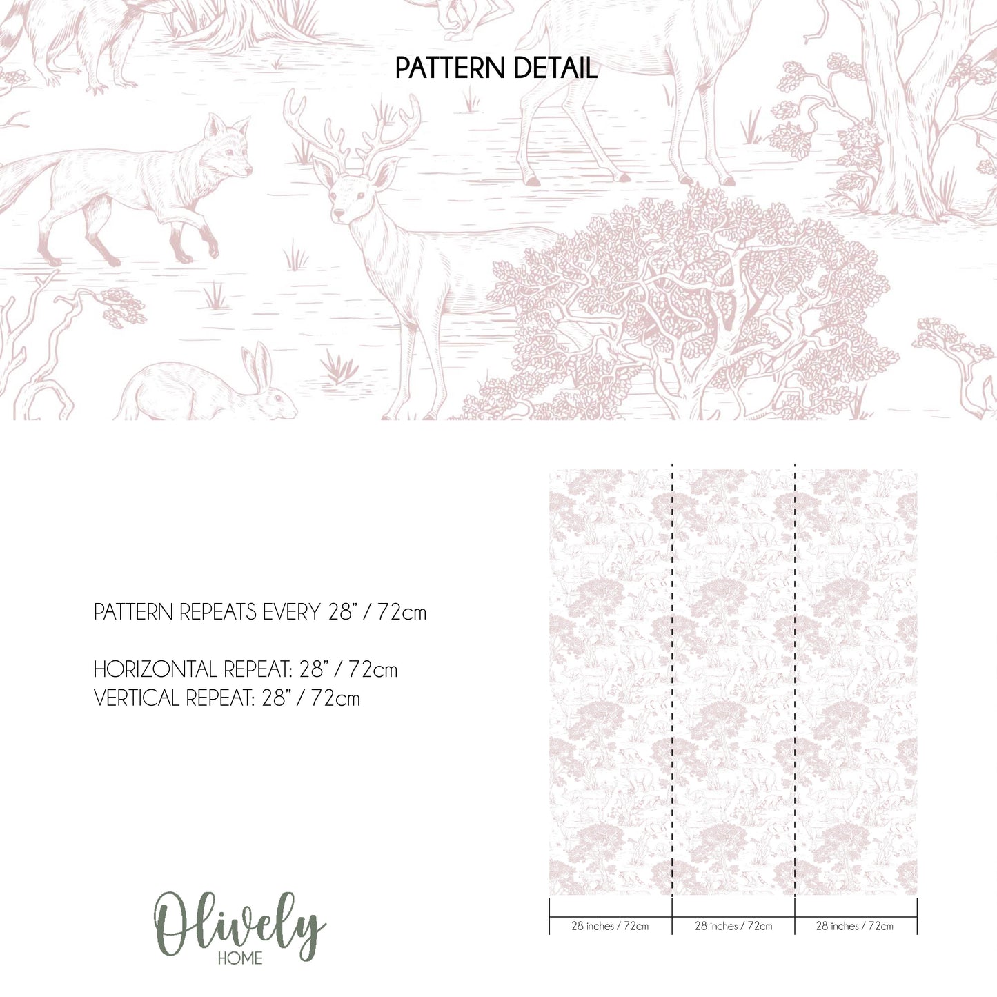 Forest animals Toile wallpaper
