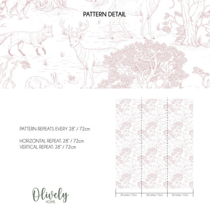 Forest animals Toile wallpaper