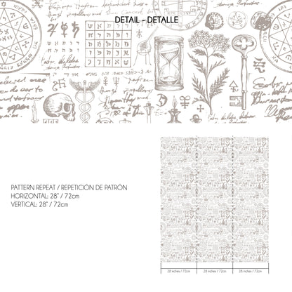 Beige Alchemy Herbs Wallpaper