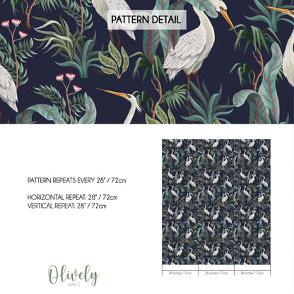 Tropical Herons and Foliage