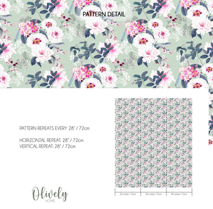 Papel pintado de peonias delicadas