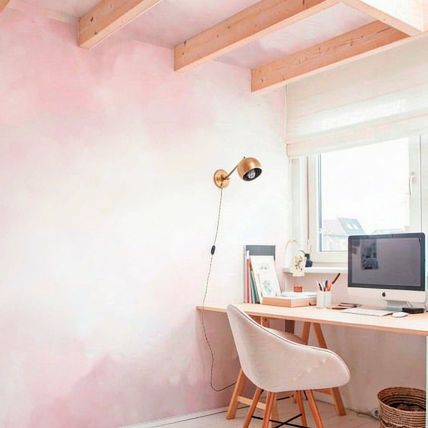 cat-660961526088 pink sky wallpaper mural in a home office