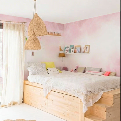 cat-661212758344 pink sky wallpaper mural in a kids bedroom