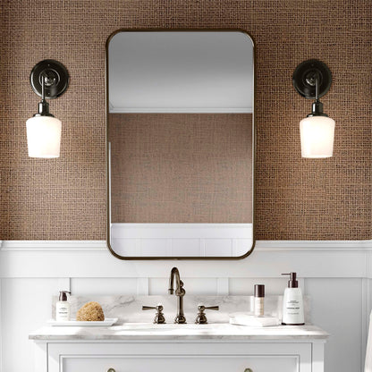Beige Faux Burlap Grasscloth Wallpaper